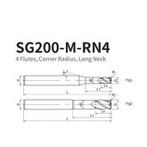 G-SG200-M-RN4 4 Flute Corner Radius End Reduce Neck Coated Endmi - Big-tools Industrial Supply Tools for Metal Cutting